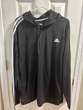 adidas Black Hoodie with White Stripe Detailing